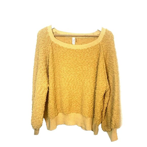 L love Women’s Sweater Cropped Balloon Sleeves Mustard Yellow  Sz M Bohocore - Picture 3 of 7